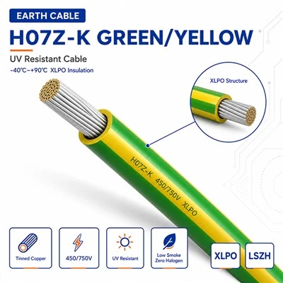 H07Z-K Earth Cable Green /Yellow UV Resistant Cable